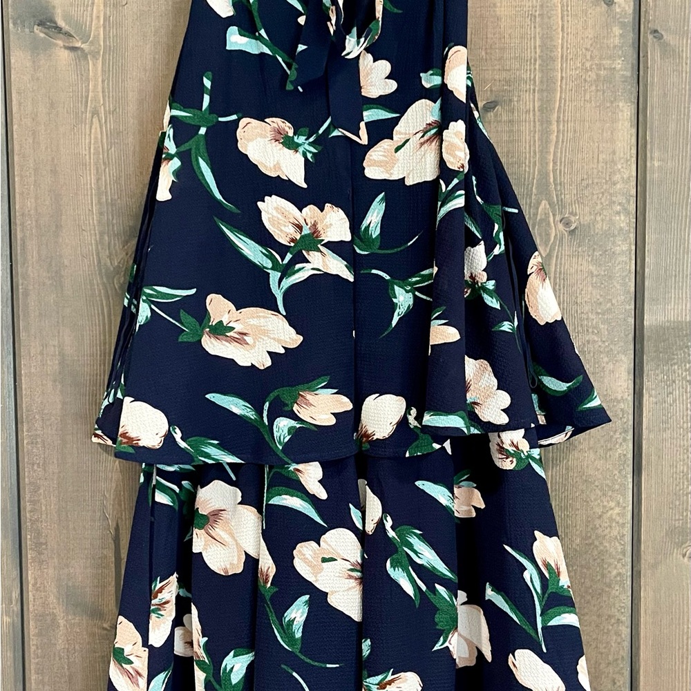 Navy blue floral romper sz S NWOT - Picture 2 of 3